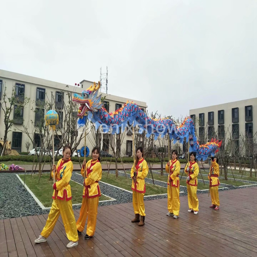 7m Rozmiar 5 dla 6 studentów Mascot Costume Silk Silk Silk Chinese Spring Day Dragon Dance Oryginalny festiwal ludowy Celebration