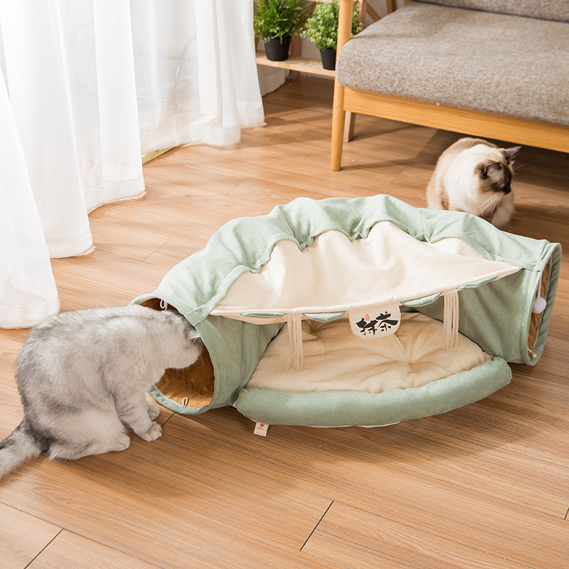 Cat Furniture Scratchers Cat Tunnel Toy Multifunction Bed with Funny Ball 2 Way Comfortable Warm Tube Collapsible Kitten House For Hiding Sleeping 220920