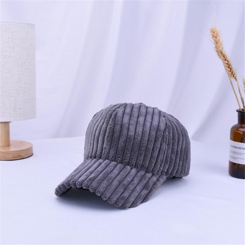 Unisex para solidna kolor corduroy zimowa ciepła baseballowa czapka regulowana moda Spokojna swobodna snapback de778