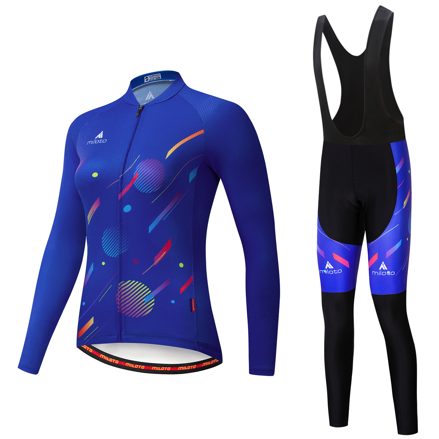 2024 Pro Women Women Meteor Blue Winter Cycling Jersey Conjunto de manga longa Roupas de bicicleta de bicicleta de ciclismo respirável MTB Roupas de bicicleta Use terno B17