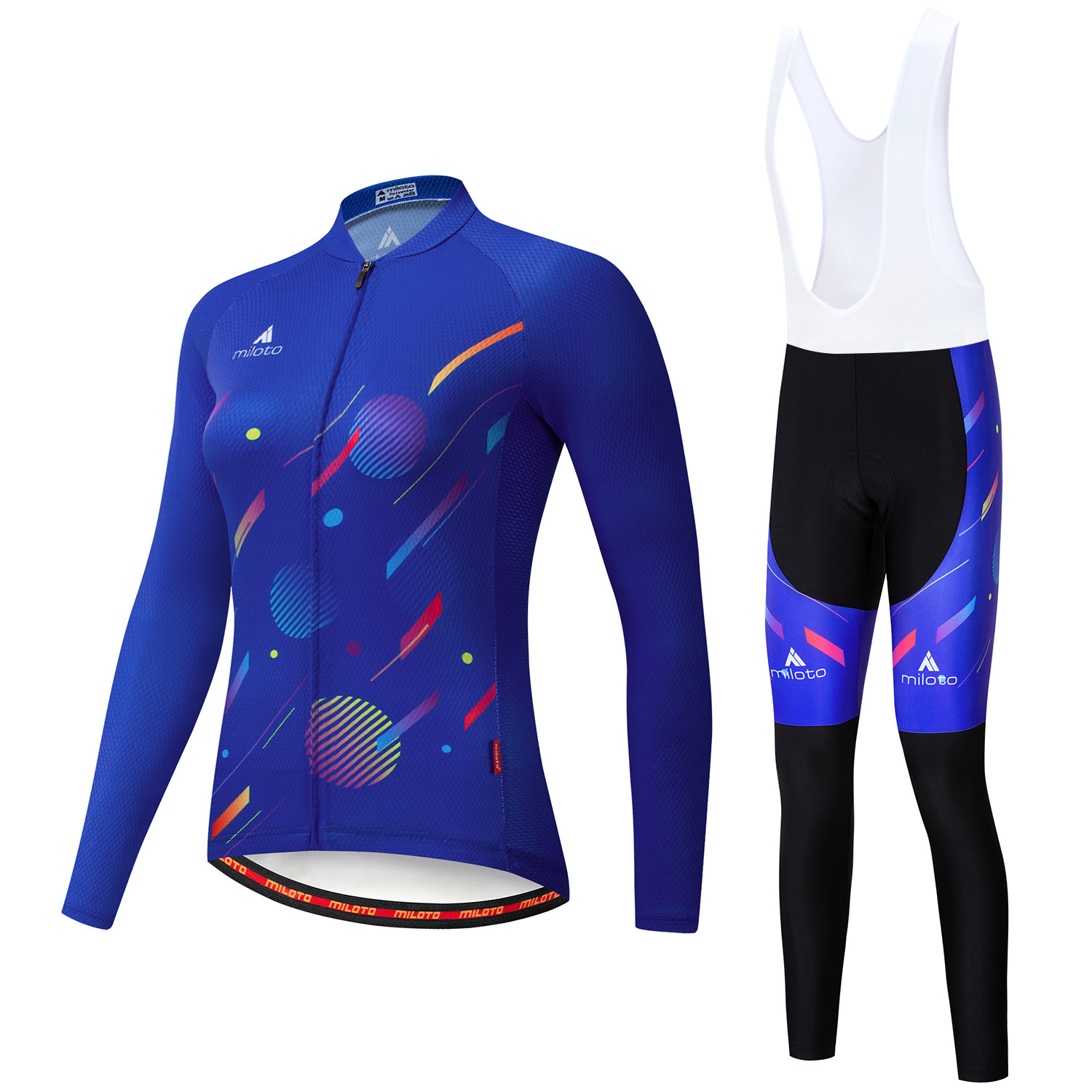 2024 Pro Women Women Meteor Blue Winter Cycling Jersey Conjunto de manga longa Roupas de bicicleta de bicicleta de ciclismo respirável MTB Roupas de bicicleta Use terno B17