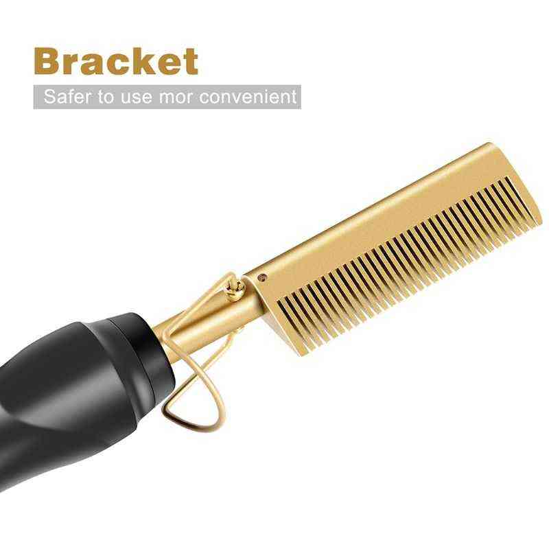 صناديق الشعر ، Hot Afro Afrro Hair Straight High Heat Press Combe Professional Mini Hair Correener Pressing Electric Hot Comb T220916