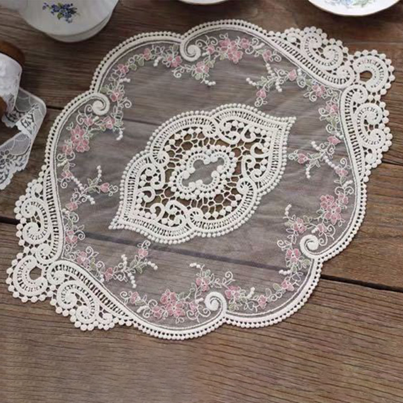 Home Textile Cloth Vintage French ins Embroidered Tablecloth Pastoral European Style Bedside Table Decoration Rose Pmat