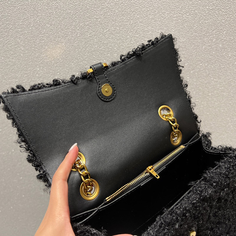 Designer Bags Fashion Hourglass Handbags Women Shoulder Bag Lambswool Half Moon Classic Crossbody Purses Chain Totes Wallet