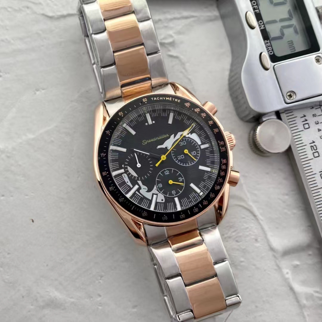 2022 OMEG NEW Six Stitches Luxury Mens Watches Quartz Watch Top Clock Clock Stains Strap Strap Men Association Styl274U