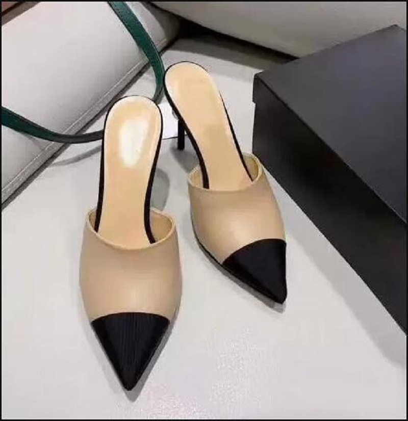 Buty damskie Czółenka Wysokie obcasy Sexy Pointed Toe Perłowe muły Slingback Runway Spell Color Wedding Party