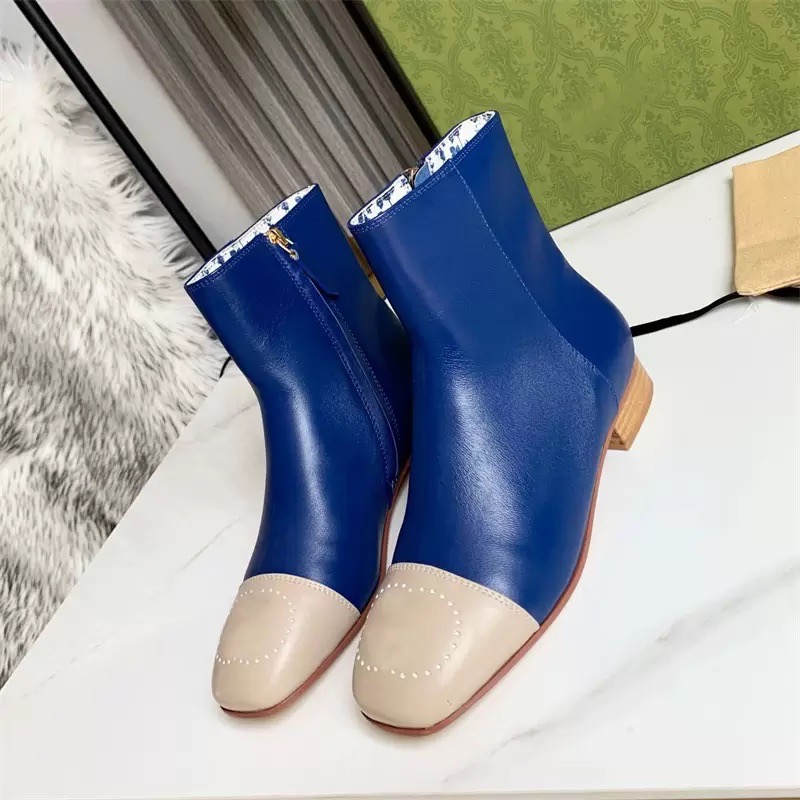 مصمم أحذية السيدات أحذية جلدية متوقعة مزدوجة G Bootss Fall Winter Brand Shoes Fashion Propelectile Madfort مع مربع الحجم 35-42