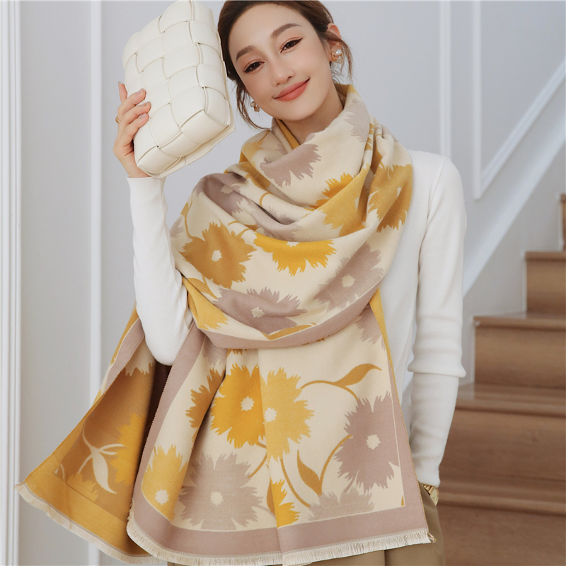 Scarves Warm Winter Scarf Cashmere Women Pashmina Design Print Shawls Wrap Female Thick Blanket Soft Bufanda Stoles Fashion 220920