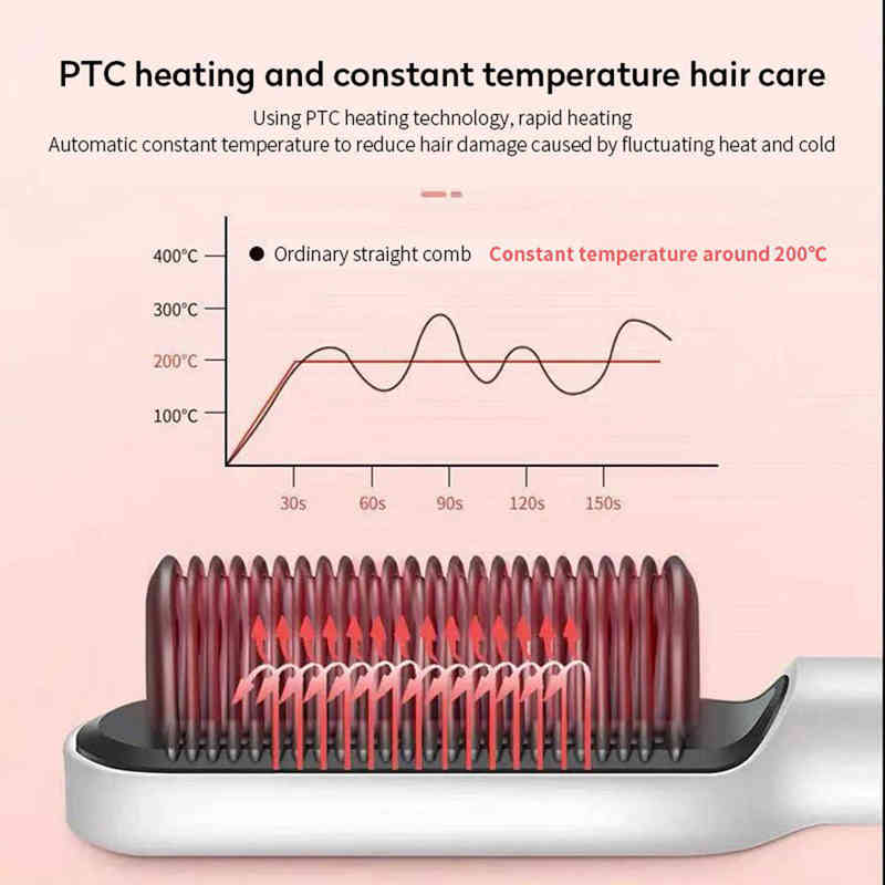 Курлеры для волос. Выпрямители профессиональная щетка для выпрямления для волос для сухой мокрой волос сглаживание стилера ионная щетка выпрямление горячее расщепление T220916