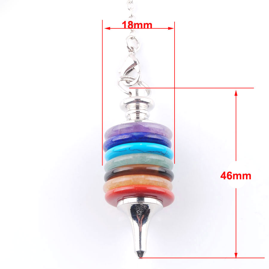 Natural Stone Pendulum Pendant Wheels of Life Gem Dowsing Wicca Reiki Charms Women 7 Chakra Amulet European Jewelry N3669