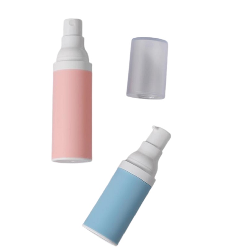 Bottiglia di plastica blu rosa vuota Pressa a lozione bianca Pompa spray lozione la copertura del gelo Essenza estetica Emulsione bottiglie riempibili 15 ml 30 ml 50 ml