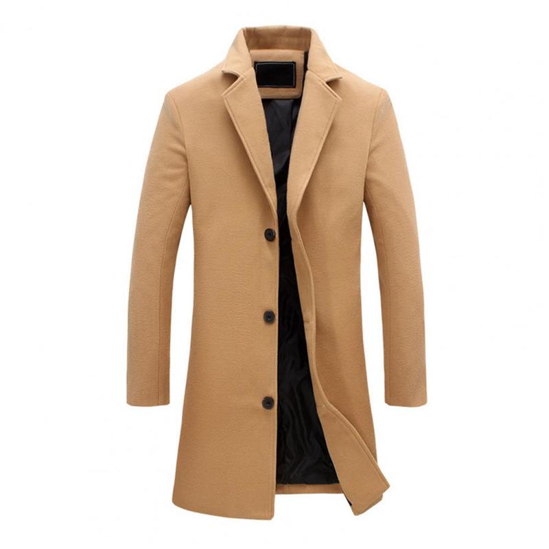Men's Jackets Winter Men Coat Single Breasted Decorative Men's Jacket Easy Match Polyester Keep Warm Male Overcoat for Office Men's Clothing 220921