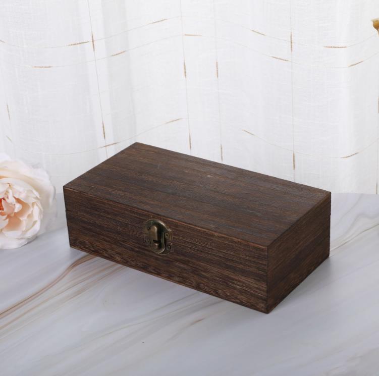 Large Wooden Storage Box Log Color Scotch Pine Rectangular Flip Solid Wood Gift Box Handmade Craft Jewelry Case 20x10x6cm SN6792