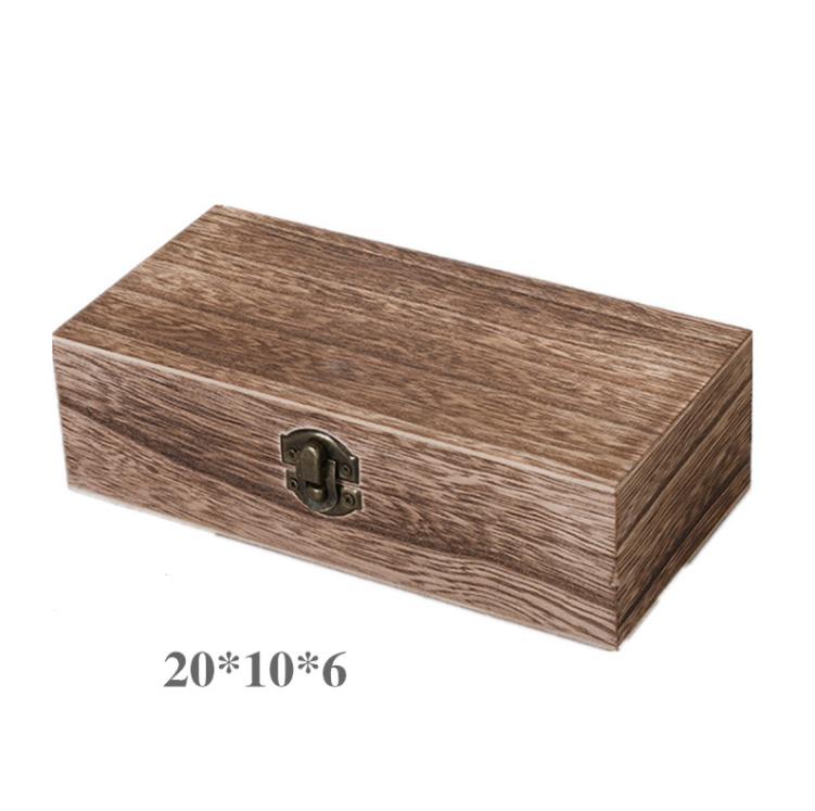 Grande boîte de rangement en bois bûche couleur pin sylvestre rectangulaire rabattable en bois massif boîte-cadeau à la main artisanat bijoux étui 20x10x6cm SN6792