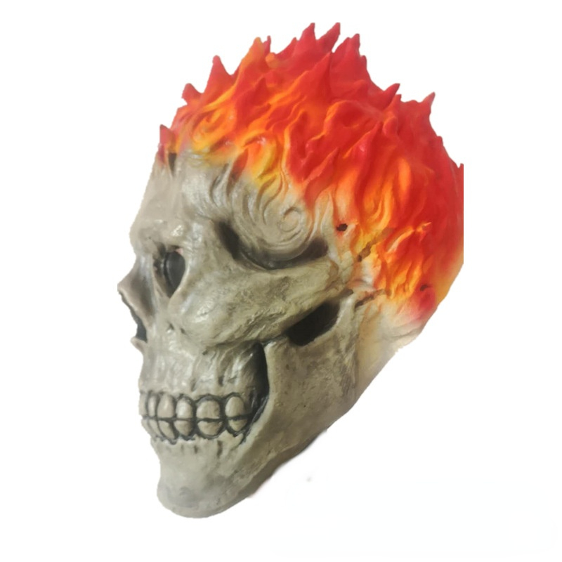 Party Masks Ghost Rider Cosplay Latex Skull Skeleton Red Flame Fire Man Creepy Full Head Adult Props 220920