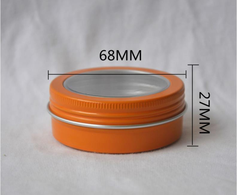 2 oz Aluminum Tin Jar 60 ml Refillable Containers Bottle Clear Top Screw Lid Round Tins Container SN4169