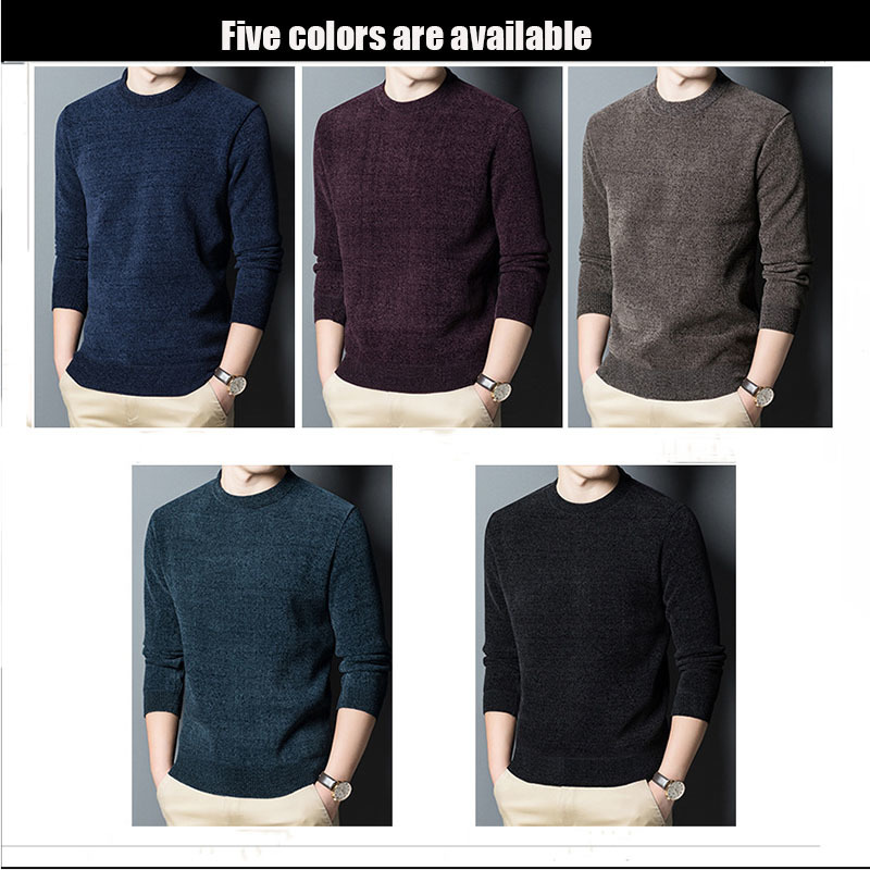 Men's Sweaters Autumn Winter Boutique Pullover Men Loose Bottoming Round neck Plus Velvet Thick Chenille Warm Large 220920