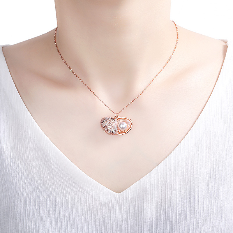 Pearl Shell Pendant Necklace S925 Silver Plated Love Forever Classic Women Girls Lady Christmas Wedding Jewelry Gift