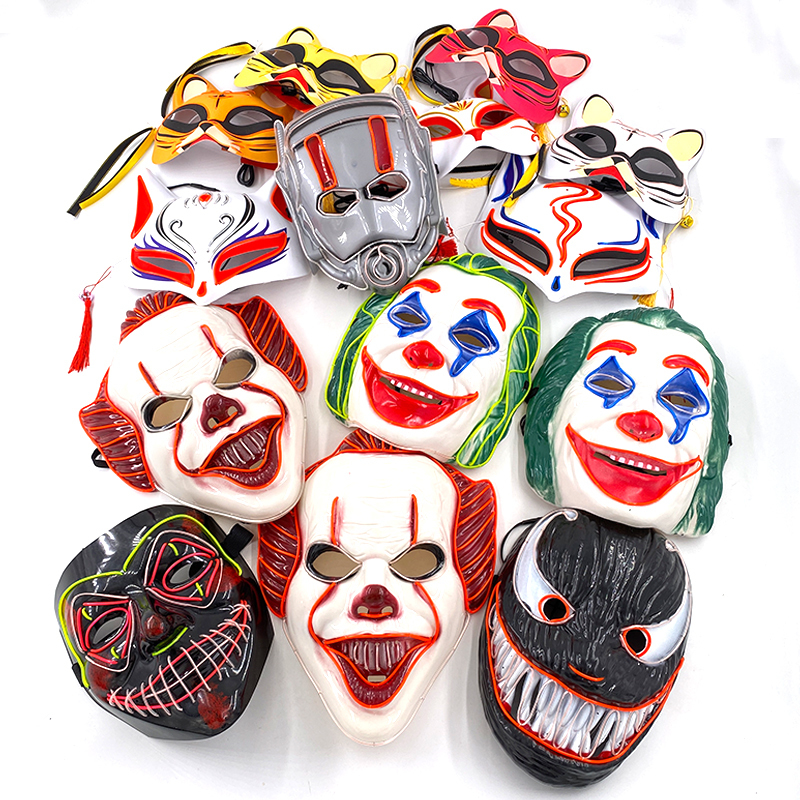 Maschere feste Halloween LED Clown Glow Light Up Masque Masquerade Costume Festival Cosplay 220920