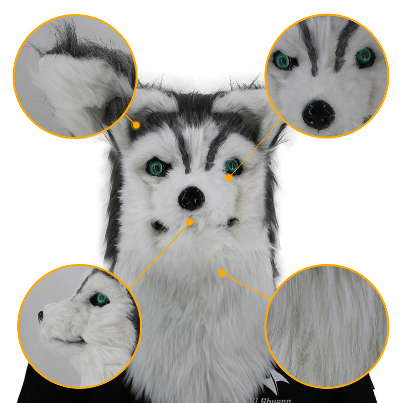 Masques de fête Halloween Animal Cosmask Panda Tigre Husky Orang-outan Fourrure artificielle peut bouche mobile pour les costumes 220920