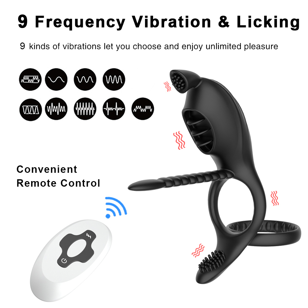 Beauty Items Vibrator-Ring, doppelte Fernbedienung, vibrierend, elastisch, Silikon, Sperre für vorzeitige Ejakulation, Penis mit sexy Spielzeug für Männer