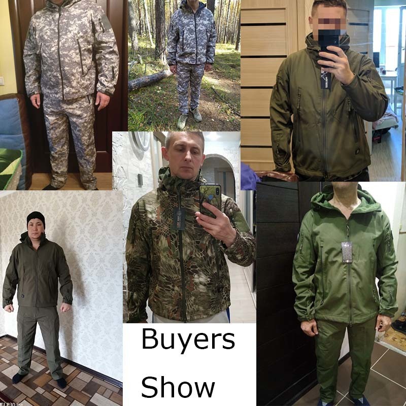 Herrjackor 5xl Taktiska klädjackor byxor män fleece jacka armé vindtät camo jaktdräkt vindbrytare militär vandring mjuk skal 220921