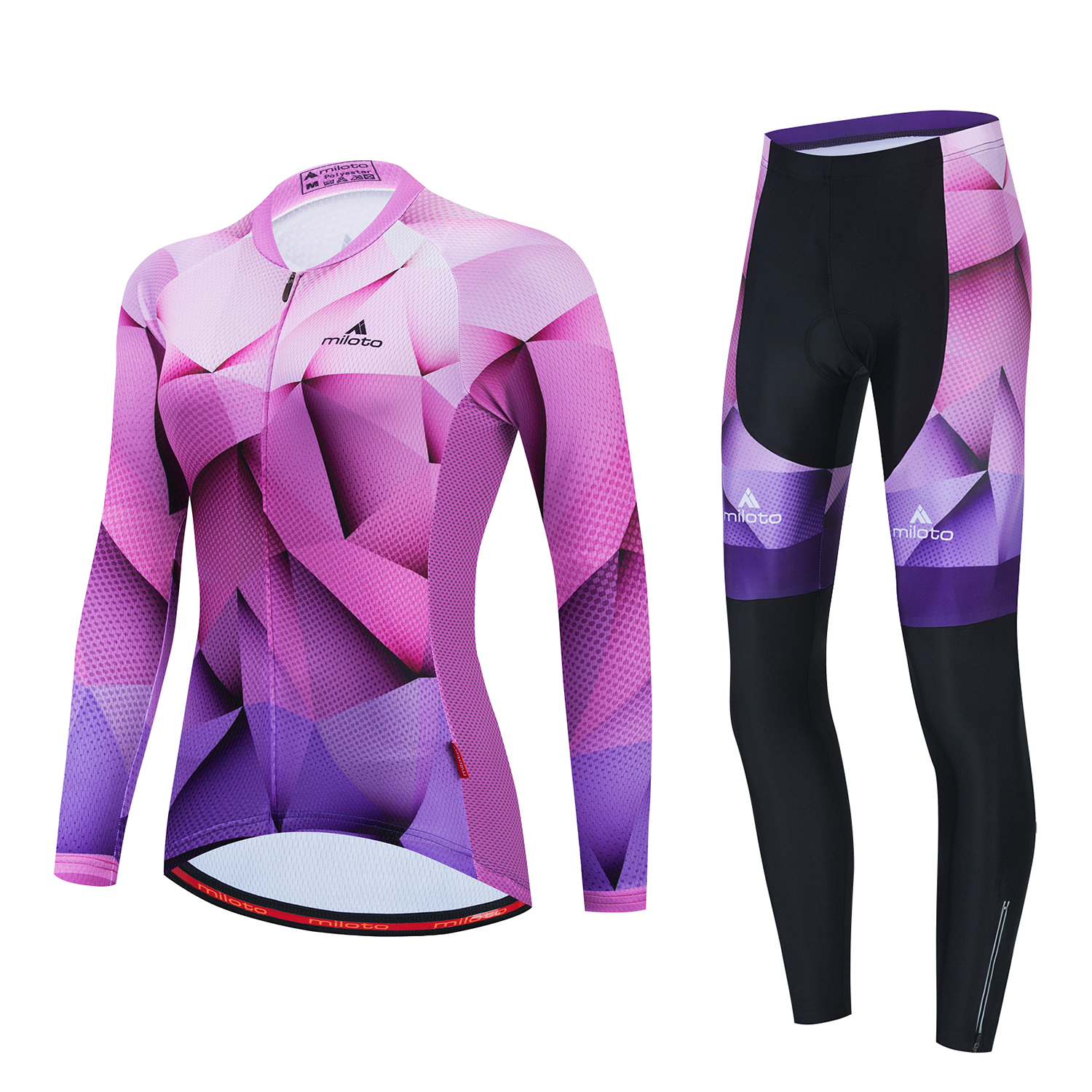 2024 PRO Women Space Purple Winter Cycling Jersey Set Long Sleeve Mountain Bike Cycling Clothing Ademend MTB Bicycle Kleding Drag Pak B17