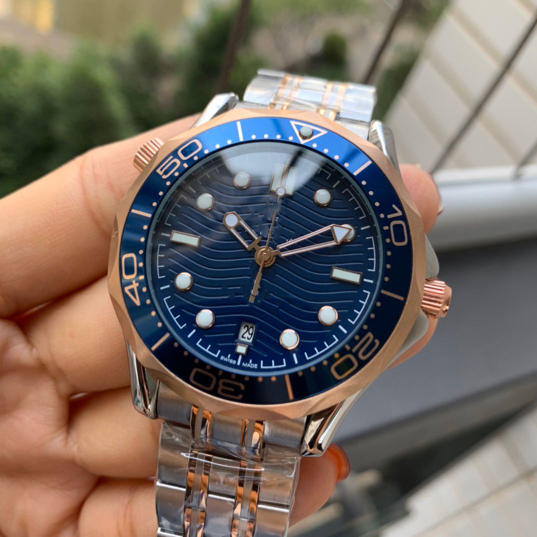 2022 Automatyczny ruch zegarków mechanicznych Blue Ceramic Bezel Diver 300m 007 James Men's Watch Marine Stealless Ste230k