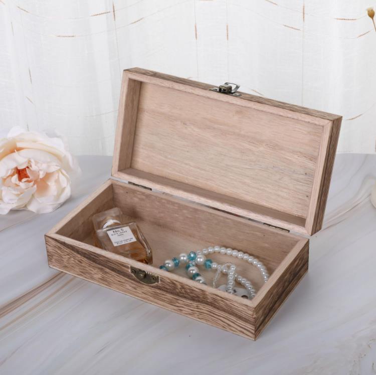 Large Wooden Storage Box Log Color Scotch Pine Rectangular Flip Solid Wood Gift Box Handmade Craft Jewelry Case 20x10x6cm SN6792