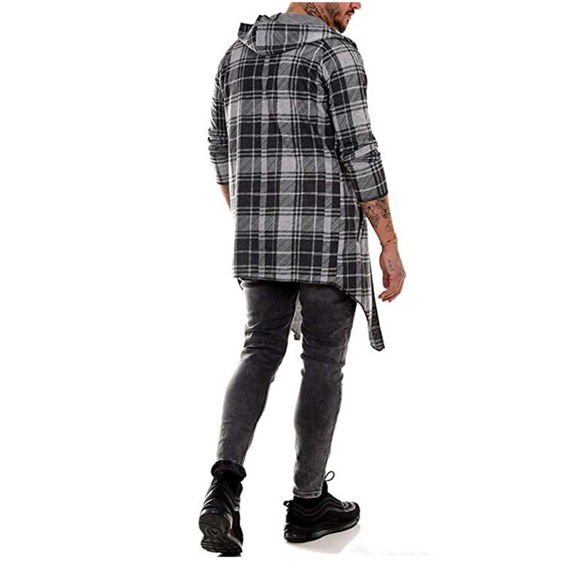 Men's Sweaters long coat men gothic trench coat men cardigan slim long cloak sweater hooded Knitted plaid fashion jacket autumn steampunk 220921