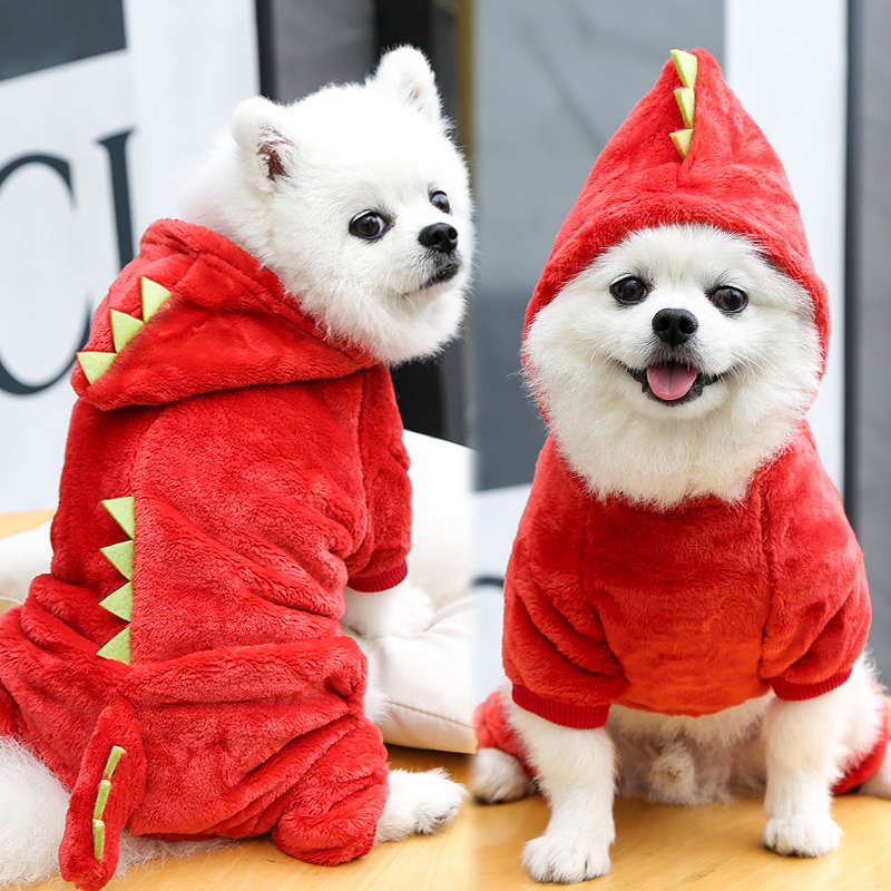 Vêtements pour chiens Automne et hiver chauds pieds à quatre pattes petits chiens et chats de taille moyenne dinosaures transformés en vêtements