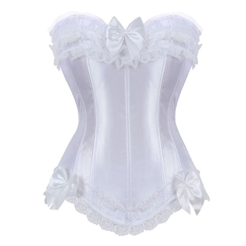 Taille Tummy Shaper Sexy Satin Dentelle Overlay Corset Bustier Overbust Burlesque Corselet Top Bodyshaper Lingerie Showgirl Party Costume Plus Taille 220921