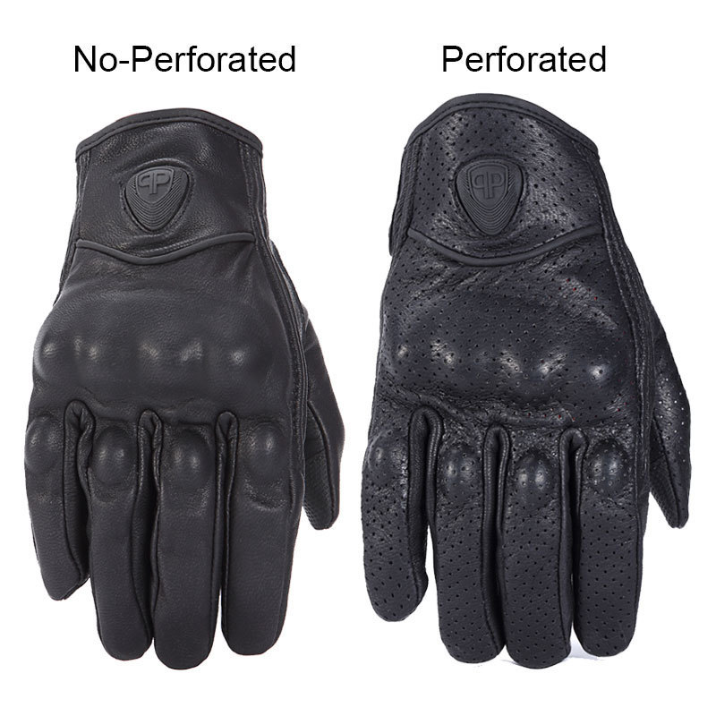 Five Fingers Gloves Retro Motorcycle Gloves Pursuit Perforated Real Leather Touch Screen Men Women Moto Waterproof Gloves Motocross Glove 220921