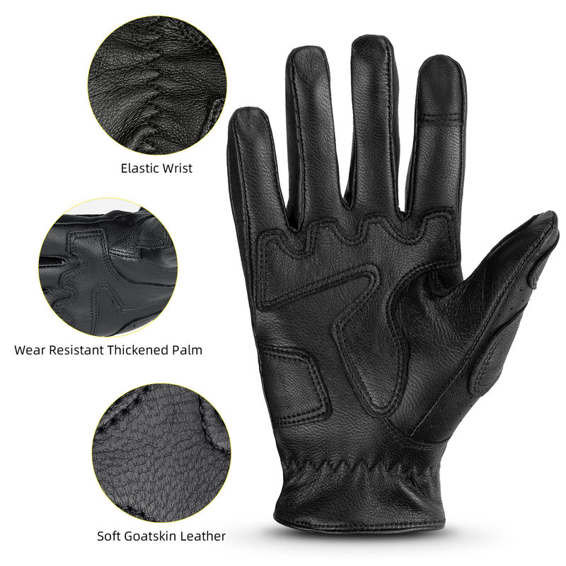 Five Fingers Gloves OZERO Mens Touch Screen Gloves Leather Motorcycle Glove Outdoor sport Full Finger Cycling Mountain Bicycle Guantes Moto Gloves 220921