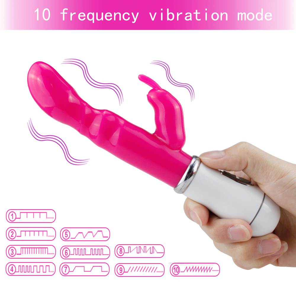 Articoli di bellezza Vibratore del dildo del coniglio Giocattoli sexy le donne Stimolatore del punto G del massaggiatore del clitoride della vagina femminile impermeabile del silicone doppia vibrazione