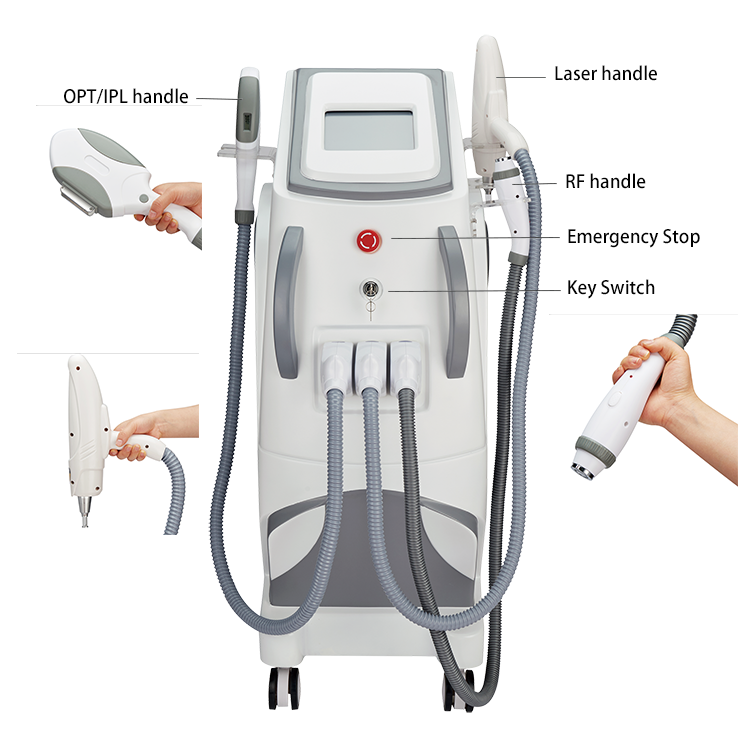 Multifunction Strong Energy 3 in 1 OPT SR IPL Laser Hair Removal ND YAG Laser Tattoo Removal IPL RF ND YAG Elight Beauty Machine