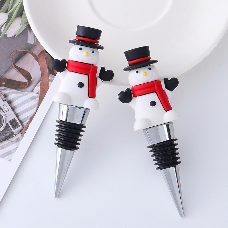 Kerstwijnfles stop herbruikbare Santa Snowman Decoratieve wijnaccessoires keukentafel decoratie