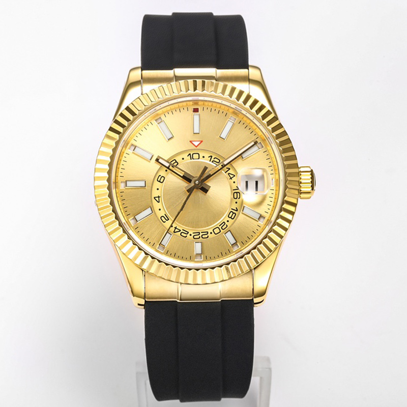 Herrenuhr 42 mm automatische mechanische Armbanduhren Business wasserdichte Armbanduhr Gummi Montre De Luxe Uhren für Herren283N
