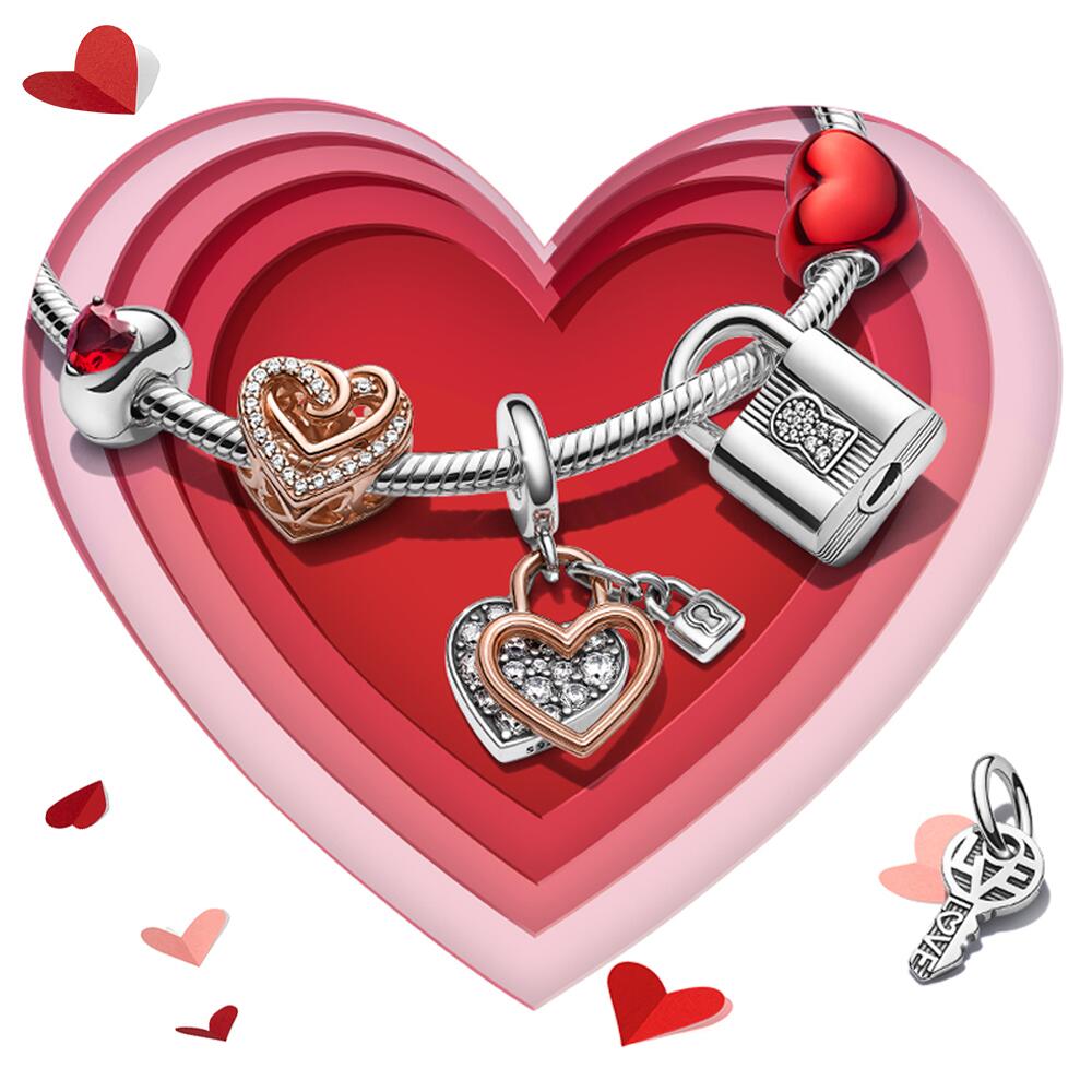 Nouveau populaire 925 Sterling Silver Charm Cadenas Clé et Coccinelle Coeur Charme pour Original Pandora Bracelet Femmes DIY Bijoux Cadeaux