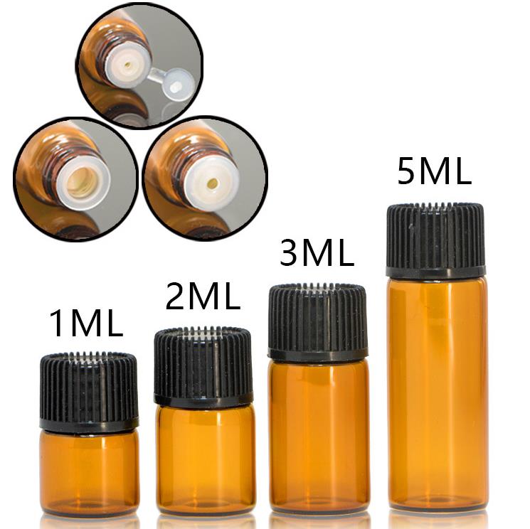 1ml 2ml 3ml 앰버 유리 에센셜 오일 병 향수 샘플 튜브 병 소형 빈 유리 병 홈 향수 확산기 5ml sn4170
