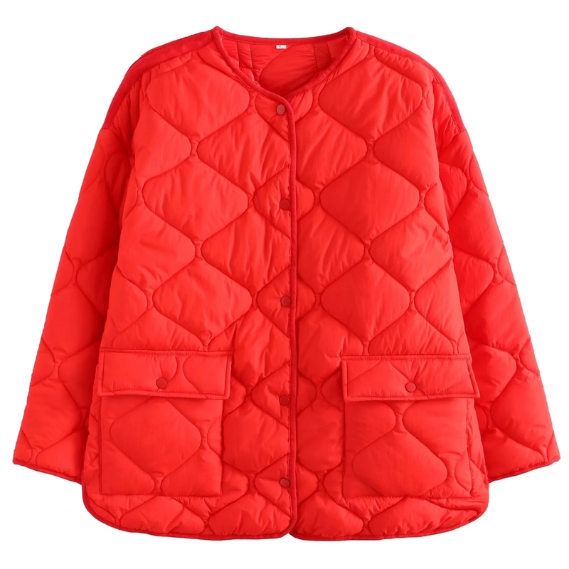 Women Down Parkas Womens Parkas Płaszcz Bombowca Zielona ZIELONA OTWARIA Casualna luźna odzież wierzchnia Solidna długie rękaw Elegancka strej strejowa kurtka TRF 220921