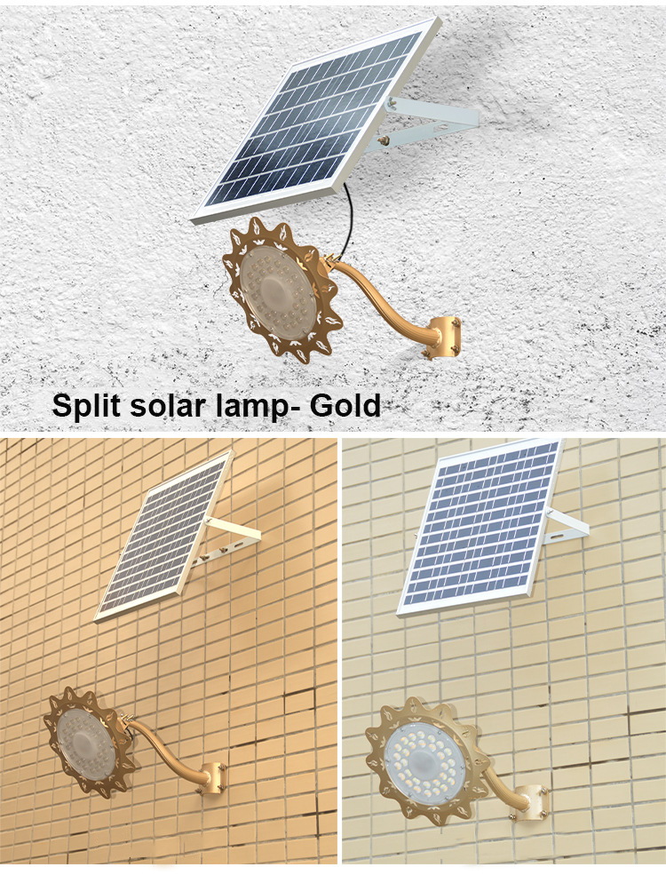 Solros solvägglampor 60W 100W 200W utomhus street lampa väg guld vit skal 3 färger ljus