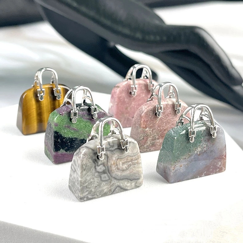 Mini breloques de sac en pierre naturelle, ornement, cristal de guérison, Reiki, Quartz Rose, améthyste, pendentif en pierre précieuse, artisanat, décoration de la maison, cadeau