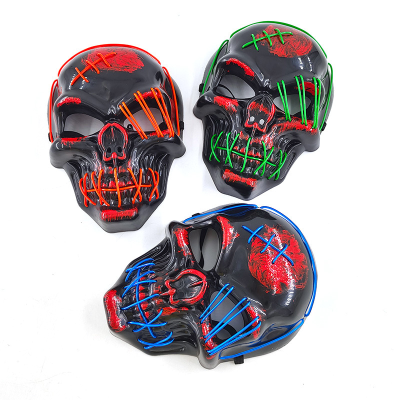 Máscaras de festa Halloween Led Skull Light Up Festival Festival Cosplay DJ Horror Props 220920