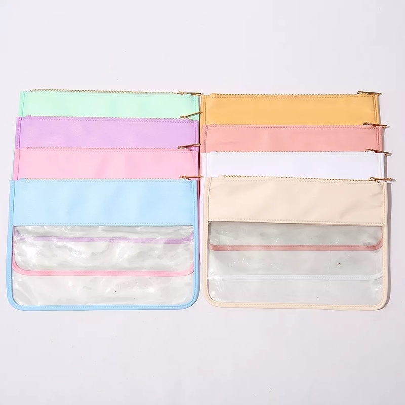 Bolsas de cosméticos Estuches Parches de letras Bolsa de cosméticos de PVC transparente Maquillaje de viaje transparente Bolsas de bolsas de cosméticos Bolsa de refrigerios Organizador Fac246m