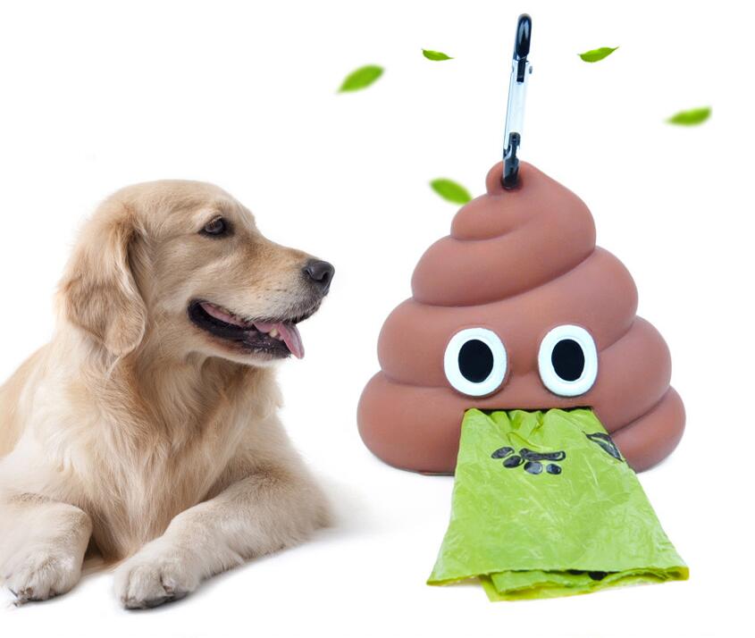 Hundförsörjning Portable Pet Sops Bag Dispenser för katter och hundar för att gå ut mjuka silikonhundar poop väska poop-formade förvaringslådor husdjur verktyg