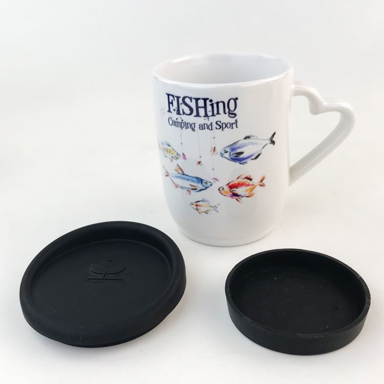 Tasses en céramique par sublimation de 12oz, tasse à café avec poignée en forme de cœur, impression DIY avec dessous de verre et couvercle en Silicone Z11