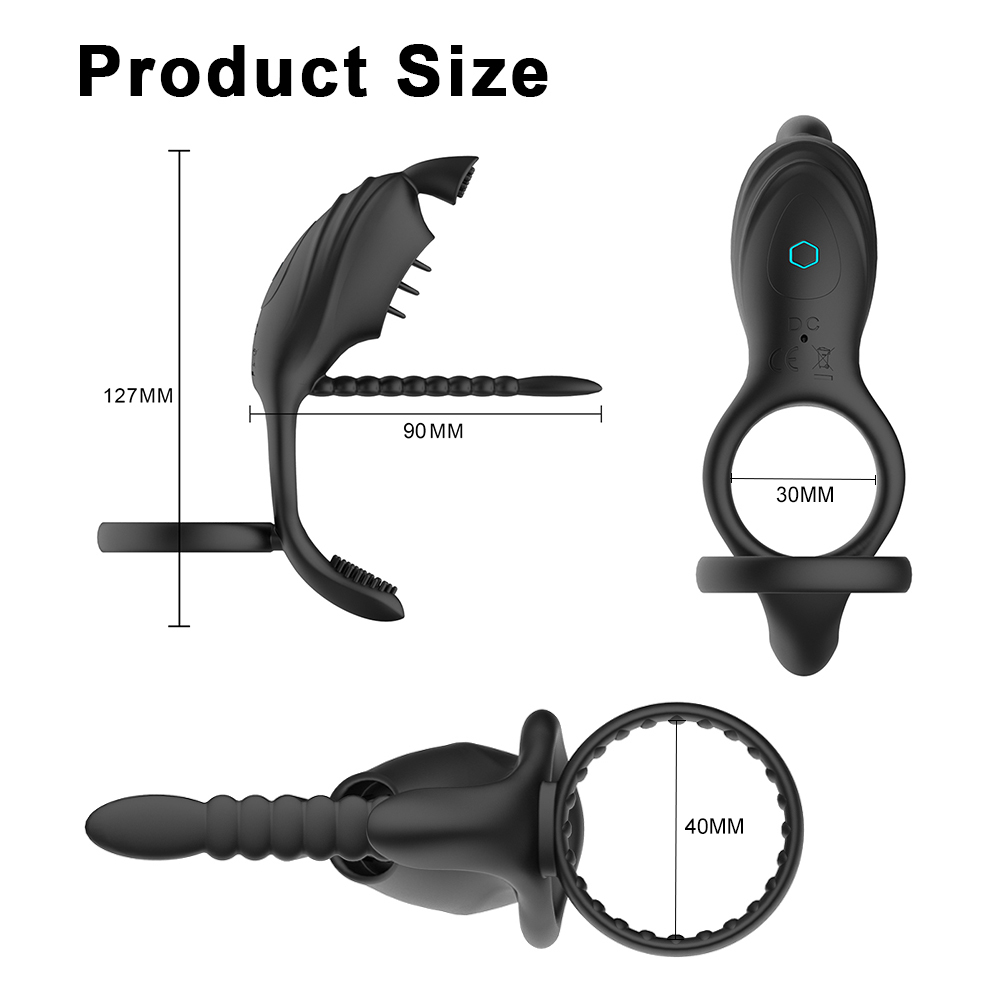 Articoli di bellezza Anello vibratore Doppio telecomando Vibrante elastico in silicone Eiaculazione precoce Blocco pene con giocattoli sexy uomo