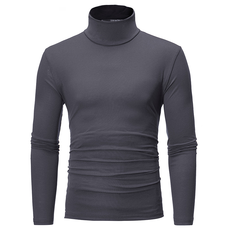 Men's T-Shirts Autumn Winter Men's Thermal Long Sleeve Roll Turtleneck T-Shirt Solid Color Tops Male Slim Basic Stretch Tee Top T-shirts 220926