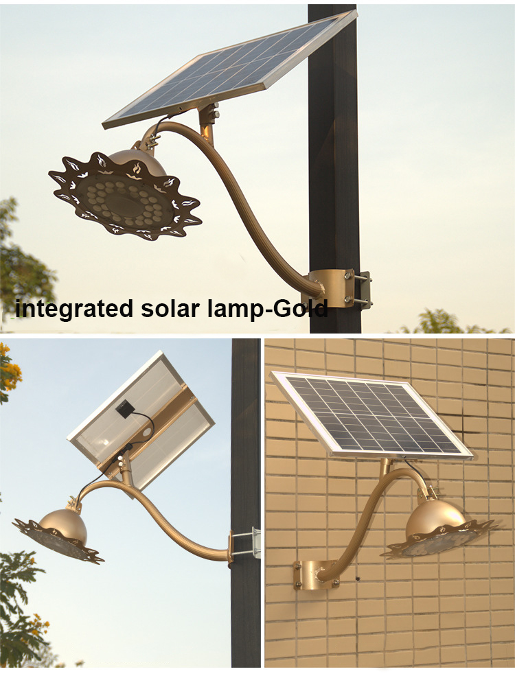 Luzes de parede solar 60w 100w 200w Garter Lights Garden Lights Gold Branco enviado por mar para os EUA